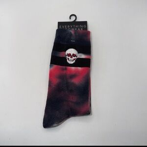 NWT Everything Legwear Red / Black Tye Dye Skelton Socks